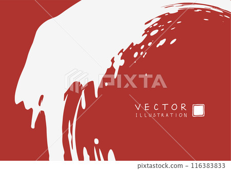Abstract ink background. Chinese calligraphy art style, white paint stroke texture on red paper. 116383833