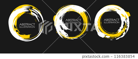 Vector ink shapes set. Circle elements collection. Round brush stroke. Vector ink shapes set. Circle elements collection. Round brush stroke. 116383854