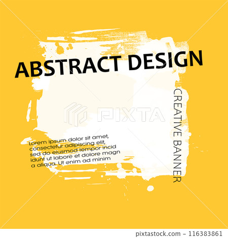 Grunge abstract background design. Brush paint ink stroke over square frame. Vector illustration. 116383861
