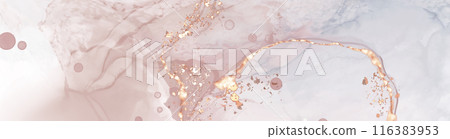 Vector Alcohol ink shape in tender coral and gold. 116383953