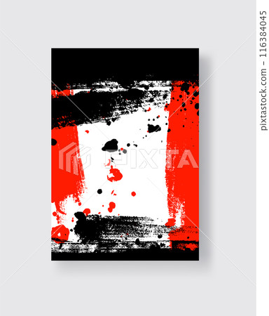 Black and Red ink brush stroke on white background. Japanese style. 116384045