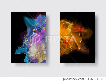 Luxury abstract background set of marble liquid ink art. Vector illustration. Luxury abstract background set of marble liquid ink art. Vector illustration. 116384135