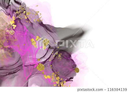 Luxury red, black, gold background marble liquid ink art. Vector illustration. 116384139
