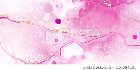 Vector pink coral banner. Hand drawn abstract paint brush stroke. 116384183