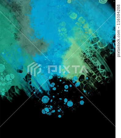 Modern blue flow background on black. Liquid shape in color banner. 116384208