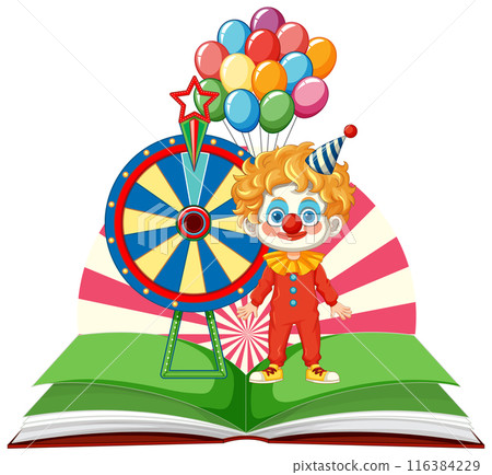 Clown with Balloons and Wheel Clown with Balloons and Wheel 116384229