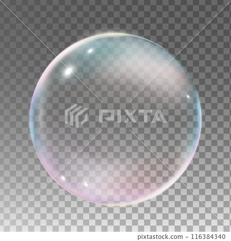 Vector transparent liquid shape refraction soap bubble on a light background. Vector transparent liquid shape refraction soap bubble on a light background. 116384340