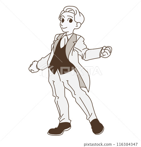 Groom wearing a wedding suit 116384347