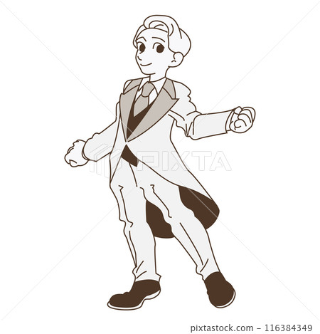 Groom wearing a wedding suit 116384349