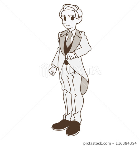 Groom wearing a wedding suit Groom wearing a wedding suit 116384354