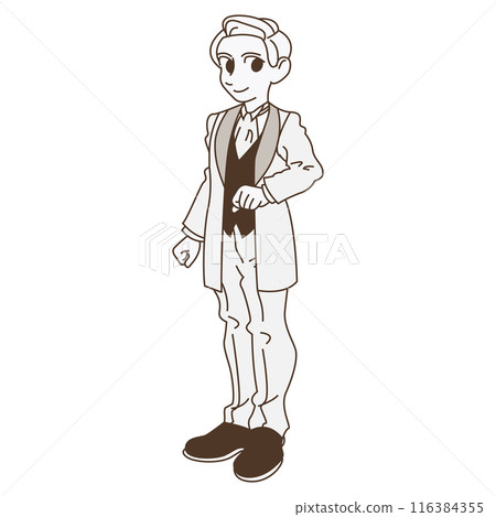 Groom wearing a wedding suit Groom wearing a wedding suit 116384355