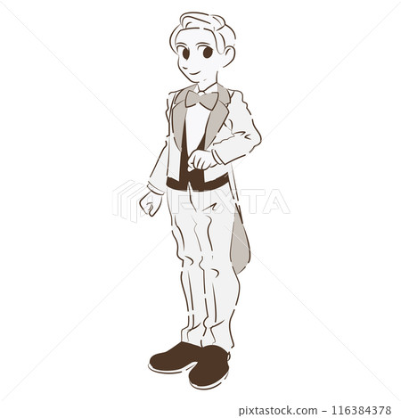 新郎穿著結婚禮服 新郎穿著結婚禮服 116384378