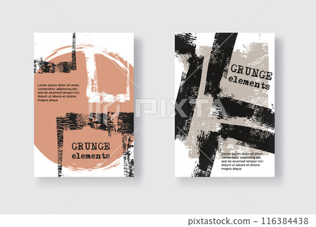 Collection of grunge covers with brush strokes. 116384438