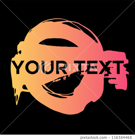 Vector Round Shape on Black. Orange Circle Stamp. Icon, Logo, Banner Design.. Vector Round Shape on Black. Orange Circle Stamp. Icon, Logo, Banner Design.. 116384468