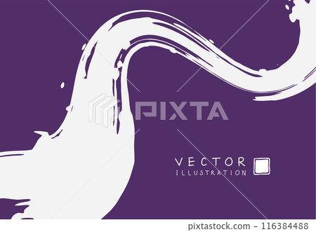 Abstract ink background. Chinese calligraphy art style, white paint stroke texture on purple paper. 116384488