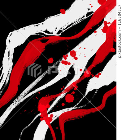 Black white red ink brush stroke. Japanese style. Vector illustration. 116384517