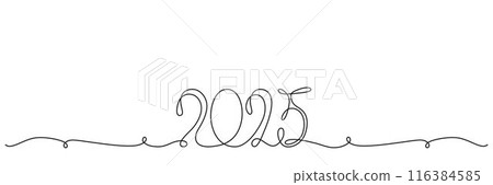 Decoration continuous line hand drawing sign for 2025 year calendar, presentation, poster. Vector stock illustration minimalism design isolated on white background. Editable stroke single line. EPS10 Decoration continuous line hand drawing sign for 2025 year calendar, presentation, poster. Vector stock illustration minimalism design isolated on white background. Editable stroke single line. EPS10 116384585