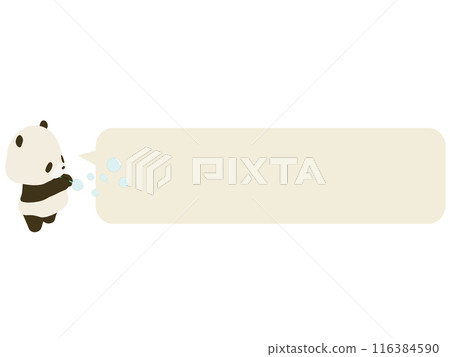 Panda playing with soap bubbles. With speech bubble 116384590