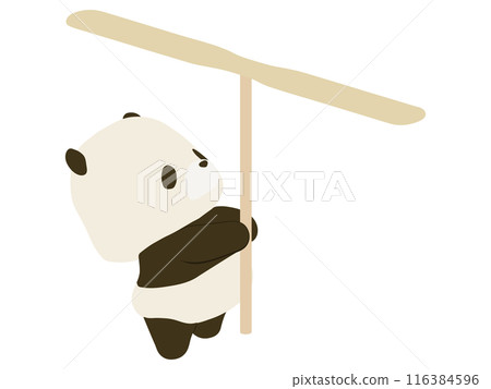 Panda with bamboo dragonfly 116384596