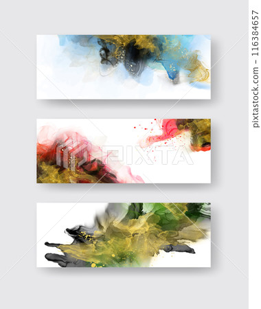 Luxury abstract background set of marble liquid ink art. 116384657