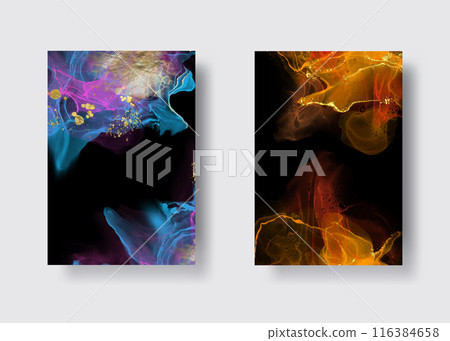 Luxury abstract background set of marble liquid ink art. Vector illustration. 116384658