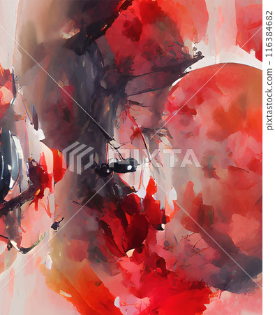 Black red ink brush stroke background. Japanese style. Black red ink brush stroke background. Japanese style. 116384682