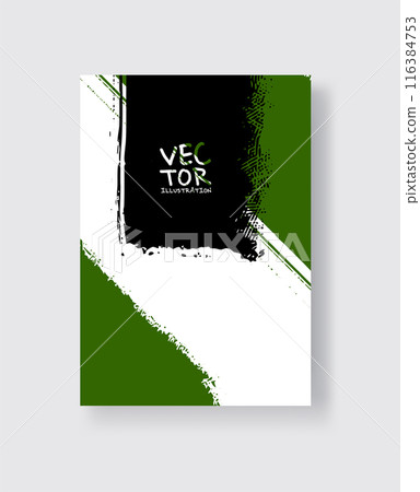 Black green ink brush stroke on white background. Minimalistic style. 116384753