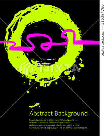 Purple and green fluo abstract background with ink brush design elements. Purple and green fluo abstract background with ink brush design elements. 116384760