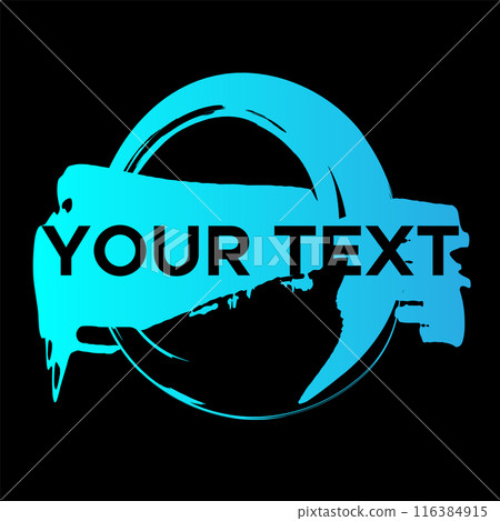Vector Round Shape on Black. Blue Circle Stamp. Icon, Logo, Banner Design.. 116384915