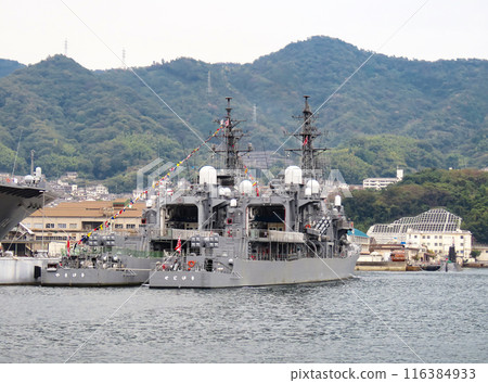 Maritime Self-Defense Force training ship at anchor 116384933