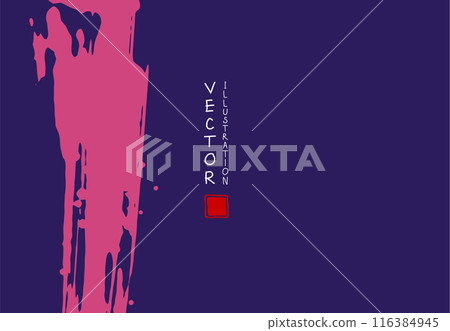 Abstract ink background. Chinese calligraphy art style, coral paint stroke texture on blue paper. 116384945