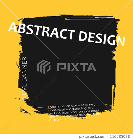 Grunge abstract background design. Brush paint ink stroke over square frame. Vector illustration. Grunge abstract background design. Brush paint ink stroke over square frame. Vector illustration. 116385028