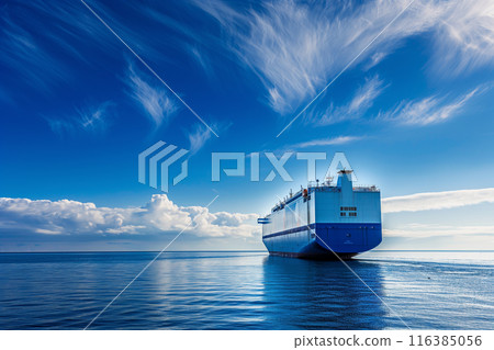 A car carrier moving on the sea 116385056