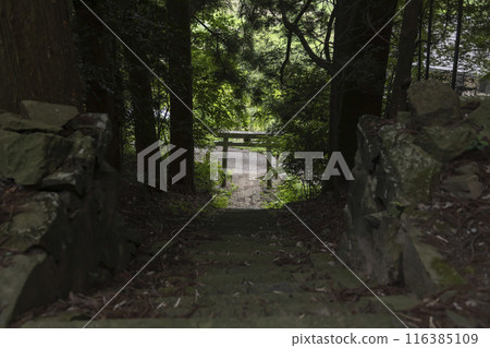 Old torii gate at Suwa Shrine in Agatsuma County, Gunma Prefecture Old torii gate at Suwa Shrine in Agatsuma County, Gunma Prefecture 116385109