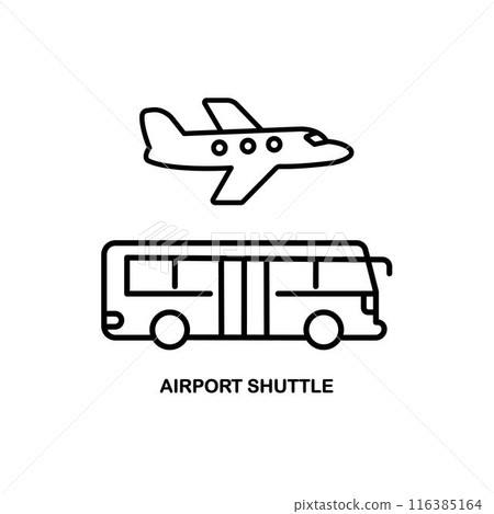 Airport shuttle outline vector icon. Thin line black airport shuttle icon, flat vector simple element illustration from editable transportation concept isolated on white background 116385164