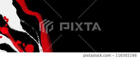 Black white red ink brush stroke. Japanese style. Vector illustration. 116385198
