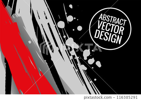 White and red brush stroke on black background. Japanese style. Vector illustration of grunge wave stains. Vector illustration. 116385291