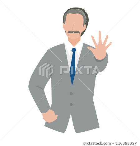 A male manager putting his hand forward to stop something A male manager putting his hand forward to stop something 116385357