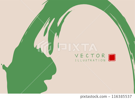 Abstract ink background. Chinese calligraphy art style, green paint stroke texture on brown paper. Abstract ink background. Chinese calligraphy art style, green paint stroke texture on brown paper. 116385537
