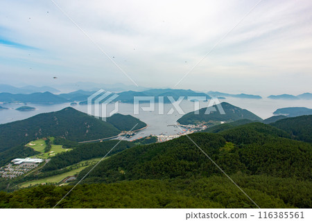 A major tourist attraction in Tongyeong, a port city in the south of Korea, the Mireuksan Mountain A major tourist attraction in Tongyeong, a port city in the south of Korea, the Mireuksan Mountain 116385561