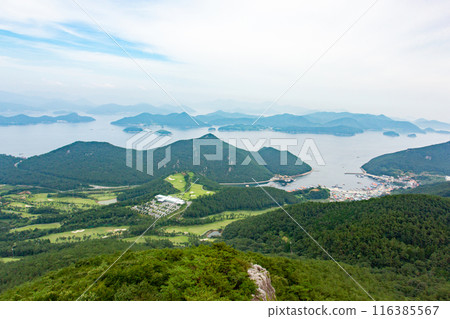 A major tourist attraction in Tongyeong, a port city in the south of Korea, the Mireuksan Mountain A major tourist attraction in Tongyeong, a port city in the south of Korea, the Mireuksan Mountain 116385567