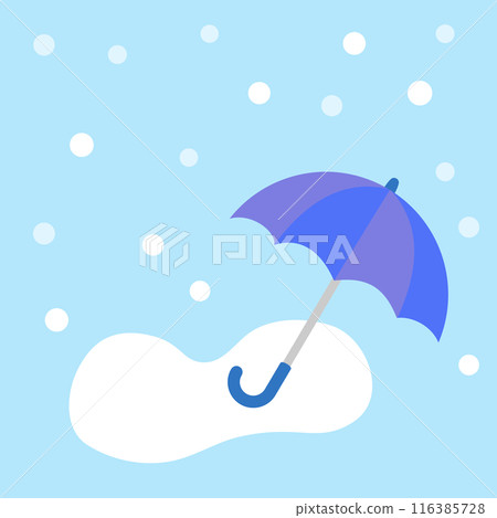 Vector landscape image of a blue umbrella in the snow Vector landscape image of a blue umbrella in the snow 116385728