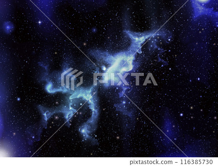 Blue Galaxy in universe and atmosphere with little stars at dark background 116385730