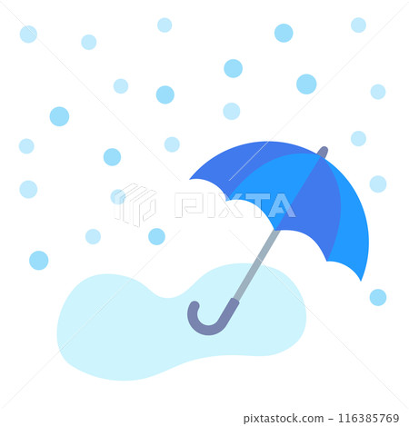 Vector landscape image of a blue umbrella in the snow 116385769