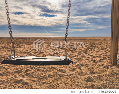 Swing on sandy ground in countryside Swing on sandy ground in countryside 116385995