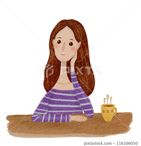 Woman sitting in a cafe 116386050
