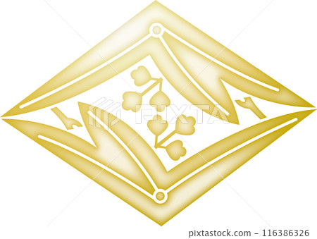 Family crest: Ozeki-bishi (gold) Family crest: Ozeki-bishi (gold) 116386326