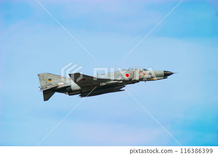 Air Self-Defense Force fighter aircraft F-4EJ Kai exhibiting flight display Air Self-Defense Force fighter aircraft F-4EJ Kai exhibiting flight display 116386399