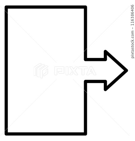 Square frame with arrow (black line, white paint, vertical) 116386406