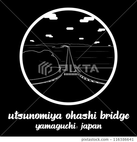 Circle Icon Utsunomiya Ohashi Bridge. Vector illustration 116386641